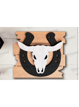 Σετ των 2 Intra απο ξύλο plywood 3mm-4mm πάχος - Διακόσμηση δίσκων Cowboy Tiered Cut Laser Δίασταση 30x20 cm INTRAFABR-123027665