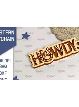 Σετ των 3 Intra απο ξύλο plywood 3mm-4mm πάχος - Cowboy Western Keychain Laser Cut Δίασταση 4x4 cm INTRAFABR-99200394