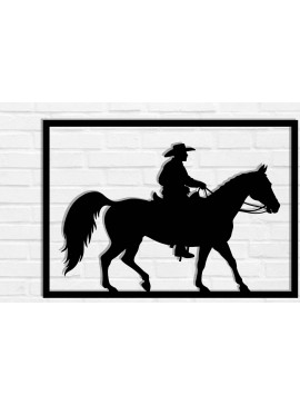 Intra απο ξύλο plywood 3mm-4mm πάχος - Cowgirl Horse Laser Cut Metal Sign, DXF Δίασταση 40x50 cm INTRAFABR-119975580