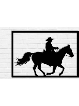 Intra απο ξύλο plywood 3mm-4mm πάχος - Cowgirl Horse Laser Cut Metal Art Wall Art Δίασταση 40x50 cm INTRAFABR-119975449