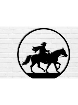 Intra απο ξύλο plywood 3mm-4mm πάχος - Cowgirl Horse Laser Cut Metal Art Wall Art Δίασταση 40x50 cm INTRAFABR-119975625
