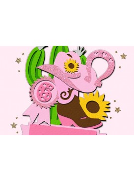 Σετ των 2 Intra απο ξύλο plywood 3mm-4mm πάχος - Cowgirl Rodeo Cake Topper Δίασταση 20x20 cm INTRAFABR-92880534