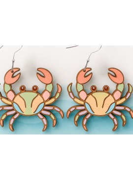 Σετ των 3 Intra απο ξύλο plywood 3mm-4mm πάχος - Σκουλαρίκια Crab  Cut Laser Δίασταση 3x3 cm INTRAFABR-123757189