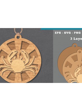 Σετ των 3 Intra απο ξύλο plywood 3mm-4mm πάχος - Στολίδι κοπής με λέιζερ καβουριών  1 Δίασταση 6x6 cm INTRAFABR-112341722