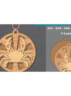 Σετ των 3 Intra απο ξύλο plywood 3mm-4mm πάχος - Στολίδι κοπής με λέιζερ καβουριών  3 Δίασταση 6x6 cm INTRAFABR-112341802