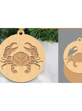 Σετ των 3 Intra απο ξύλο plywood 3mm-4mm πάχος - Στολίδι κοπής με λέιζερ καβούρι  Δίασταση 6x6 cm INTRAFABR-106024265