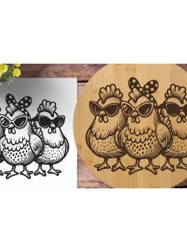 Σετ των 2 Intra απο ξύλο plywood 3mm-4mm πάχος - Crazy Chicken Lady  | Χαραγμένο με λέιζερ Δίασταση 30x20 cm INTRAFABR-124849683