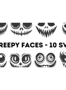 Σετ των 3 Intra απο ξύλο plywood 3mm-4mm πάχος - Αρχεία με λέιζερ  Creepy Faces Δίασταση 15x15 cm INTRAFABR-104784462