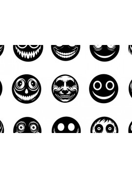 Σετ των 2 Intra απο ξύλο plywood 3mm-4mm πάχος - Ανατριχιαστικά Πρόσωπα  Δίασταση 15x15 cm INTRAFABR-104545437