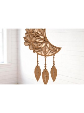 Σετ των 3 Intra απο ξύλο plywood 3mm-4mm πάχος - Crescent Moon Dreamcatcher  Δίασταση 6x6 cm INTRAFABR-121402420