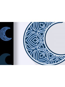 Σετ των 2 Intra απο ξύλο plywood 3mm-4mm πάχος - Κοπή  3D Layered Mandala Crescent Moon Δίασταση 30x30 cm INTRAFABR-24801560