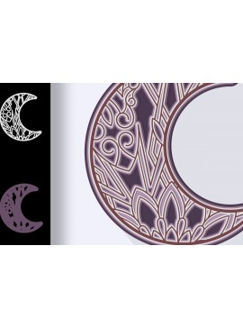Σετ των 2 Intra απο ξύλο plywood 3mm-4mm πάχος - Crescent Moon Mandala 3D Layered  Δίασταση 30x30 cm INTRAFABR-24855483