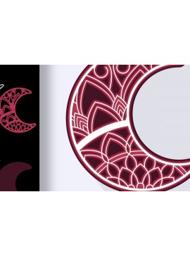 Σετ των 2 Intra απο ξύλο plywood 3mm-4mm πάχος - Crescent Moon Mandala 3D Multilayer  Δίασταση 30x30 cm INTRAFABR-24801952