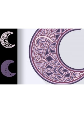 Σετ των 2 Intra απο ξύλο plywood 3mm-4mm πάχος - Crescent Moon Mandala 3D Multilayer  Δίασταση 30x30 cm INTRAFABR-24855635