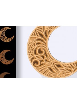 Intra απο ξύλο plywood 3mm-4mm πάχος - Crescent Moon Mandala 3D Multilayer  Δίασταση 30x30 cm INTRAFABR-24714130
