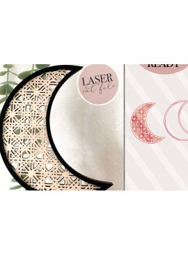 Σετ των 2 Intra απο ξύλο plywood 3mm-4mm πάχος - Crescent Moon Rattan Laser  Δίασταση 20x20 cm INTRAFABR-73142425