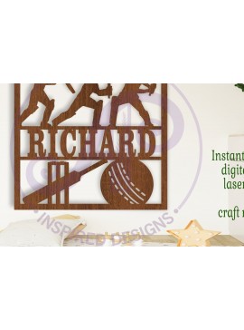 Intra απο ξύλο plywood 3mm-4mm πάχος - Σήμα ονόματος  Laser με θέμα το κρίκετ Δίασταση 30x20 cm INTRAFABR-104274035