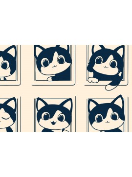 Σετ των 3 Intra απο ξύλο plywood 3mm-4mm πάχος - Γάτα Cricut που κρυφοκοιτάζει από ένα παράθυρο  Δίασταση 4x4 cm INTRAFABR-104800864