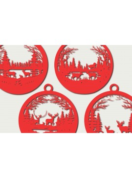 Σετ των 3 Intra απο ξύλο plywood 3mm-4mm πάχος - Πακέτο Cricut Χριστουγεννιάτικο Animal  Δίασταση 4x4 cm INTRAFABR-83847943