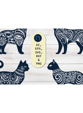 Σετ των 3 Intra απο ξύλο plywood 3mm-4mm πάχος - Πακέτο Cricut Christmas Cat  Δίασταση 4x4 cm INTRAFABR-80866529