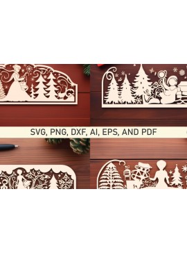 Σετ των 3 Intra απο ξύλο plywood 3mm-4mm πάχος - Πακέτο Cricut Χριστουγεννιάτικη διακόσμηση  Δίασταση 4x4 cm INTRAFABR-82368346