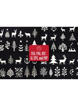 Σετ των 3 Intra απο ξύλο plywood 3mm-4mm πάχος - Πακέτο Cricut Χριστουγεννιάτικη διακόσμηση  Δίασταση 4x4 cm INTRAFABR-82371949