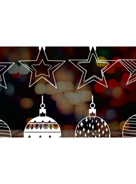 Σετ των 3 Intra απο ξύλο plywood 3mm-4mm πάχος - Πακέτο Cricut Χριστουγεννιάτικη διακόσμηση  Δίασταση 4x4 cm INTRAFABR-83314863