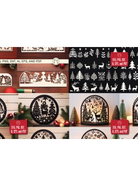Σετ των 3 Intra απο ξύλο plywood 3mm-4mm πάχος - Cricut Christmas Decor  Mega Bundle Δίασταση 4x4 cm INTRAFABR-82372082