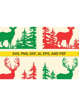 Σετ των 3 Intra απο ξύλο plywood 3mm-4mm πάχος - Πακέτο Cricut Christmas Deer  Δίασταση 4x4 cm INTRAFABR-84472393