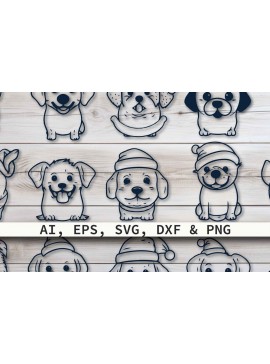 Σετ των 3 Intra απο ξύλο plywood 3mm-4mm πάχος - Πακέτο Cricut Christmas Dog  Δίασταση 4x4 cm INTRAFABR-80839423