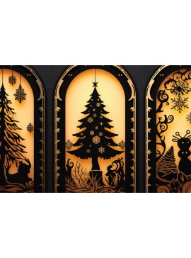 Σετ των 3 Intra απο ξύλο plywood 3mm-4mm πάχος - Πακέτο Χριστουγεννιάτικων Πόρτων Cricut  Δίασταση 6x6 cm INTRAFABR-81595105