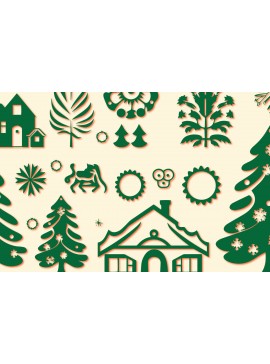Σετ των 3 Intra απο ξύλο plywood 3mm-4mm πάχος - Πακέτο Cricut Christmas Element  Δίασταση 4x4 cm INTRAFABR-85124452