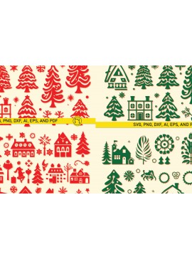 Σετ των 3 Intra απο ξύλο plywood 3mm-4mm πάχος - Πακέτο Cricut Christmas Element  Δίασταση 4x4 cm INTRAFABR-85125202