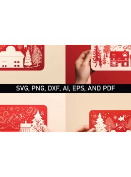 Σετ των 2 Intra απο ξύλο plywood 3mm-4mm πάχος - Πακέτο χριστουγεννιάτικων δώρων Cricut  Δίασταση 15x15 cm INTRAFABR-81478679