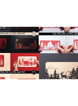 Σετ των 2 Intra απο ξύλο plywood 3mm-4mm πάχος - Πακέτο χριστουγεννιάτικων δώρων Cricut  Δίασταση 15x15 cm INTRAFABR-81481872