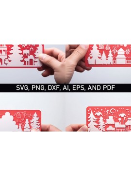 Σετ των 2 Intra απο ξύλο plywood 3mm-4mm πάχος - Πακέτο χριστουγεννιάτικων δώρων Cricut  Δίασταση 15x15 cm INTRAFABR-81477047