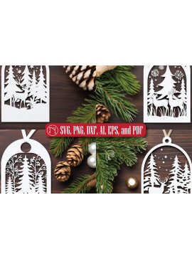 Σετ των 3 Intra απο ξύλο plywood 3mm-4mm πάχος - Πακέτο  με ετικέτα δώρου Χριστουγέννων Cricut Δίασταση 4x4 cm INTRAFABR-82677544