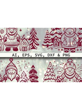 Σετ των 3 Intra απο ξύλο plywood 3mm-4mm πάχος - Πακέτο Cricut Christmas Gnome  Δίασταση 4x4 cm INTRAFABR-80915625