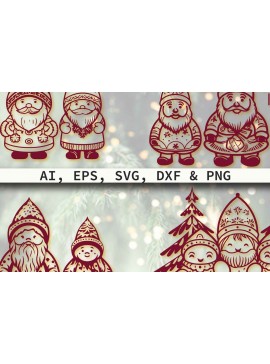 Σετ των 3 Intra απο ξύλο plywood 3mm-4mm πάχος - Πακέτο Cricut Christmas Gnome  Δίασταση 4x4 cm INTRAFABR-80916034
