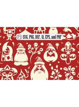 Σετ των 3 Intra απο ξύλο plywood 3mm-4mm πάχος - Πακέτο Cricut Christmas Gnome  Δίασταση 4x4 cm INTRAFABR-85551370