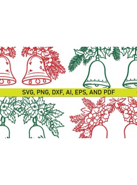 Σετ των 3 Intra απο ξύλο plywood 3mm-4mm πάχος - Πακέτο Cricut Christmas Jingle Bells  Δίασταση 4x4 cm INTRAFABR-81349006