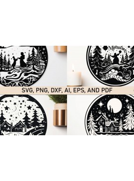 Σετ των 3 Intra απο ξύλο plywood 3mm-4mm πάχος - Πακέτο Cricut Christmas Magic Decor  Δίασταση 4x4 cm INTRAFABR-81312475