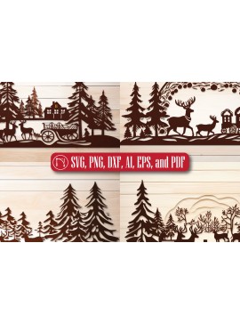 Σετ των 3 Intra απο ξύλο plywood 3mm-4mm πάχος - Πακέτο  Χριστουγεννιάτικου Scene Cricut Δίασταση 4x4 cm INTRAFABR-82379895