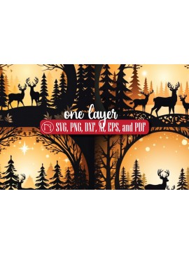 Σετ των 3 Intra απο ξύλο plywood 3mm-4mm πάχος - Πακέτο  Χριστουγεννιάτικου Scene Cricut Δίασταση 4x4 cm INTRAFABR-82380664