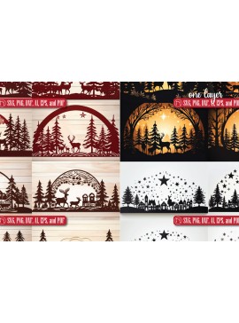 Σετ των 3 Intra απο ξύλο plywood 3mm-4mm πάχος - Cricut Christmas Scene  Mega Bundle Δίασταση 4x4 cm INTRAFABR-82380855