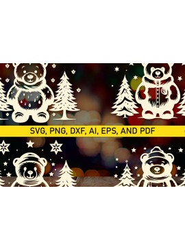 Σετ των 3 Intra απο ξύλο plywood 3mm-4mm πάχος - Πακέτο Cricut Christmas Snowman  Δίασταση 6x6 cm INTRAFABR-83599457