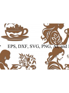 Σετ των 3 Intra απο ξύλο plywood 3mm-4mm πάχος - Cricut Coffee  Cut File Bundle Δίασταση 4x4 cm INTRAFABR-81432723