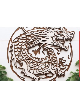 Σετ των 2 Intra απο ξύλο plywood 3mm-4mm πάχος - Cricut Dragon Papercut Decor  Δίασταση 30x20 cm INTRAFABR-89858353