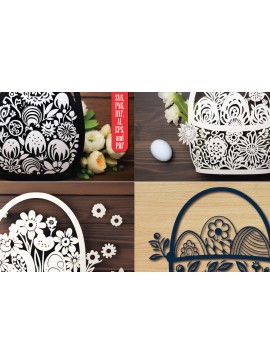 Σετ των 3 Intra απο ξύλο plywood 3mm-4mm πάχος - Cricut Πασχαλινό καλάθι Papercut  Πακέτο Δίασταση 4x4 cm INTRAFABR-89995653