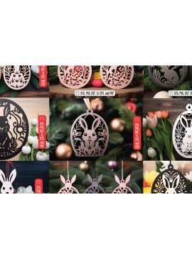 Σετ των 3 Intra απο ξύλο plywood 3mm-4mm πάχος - Cricut Πασχαλινό Laser Cut  Bundle Δίασταση 4x4 cm INTRAFABR-91436634